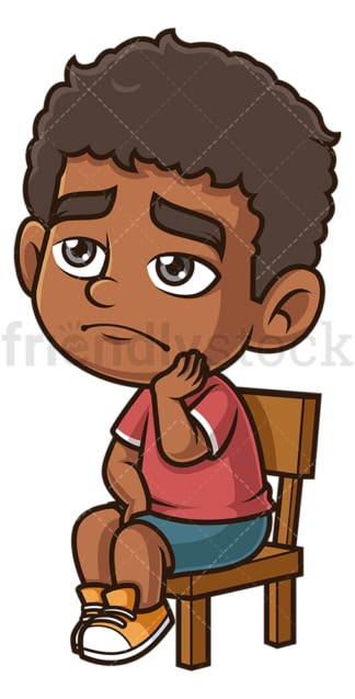 Sad black boy. PNG - JPG and vector EPS (infinitely scalable).