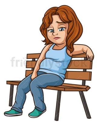 Sad woman on bench. PNG - JPG and vector EPS (infinitely scalable).