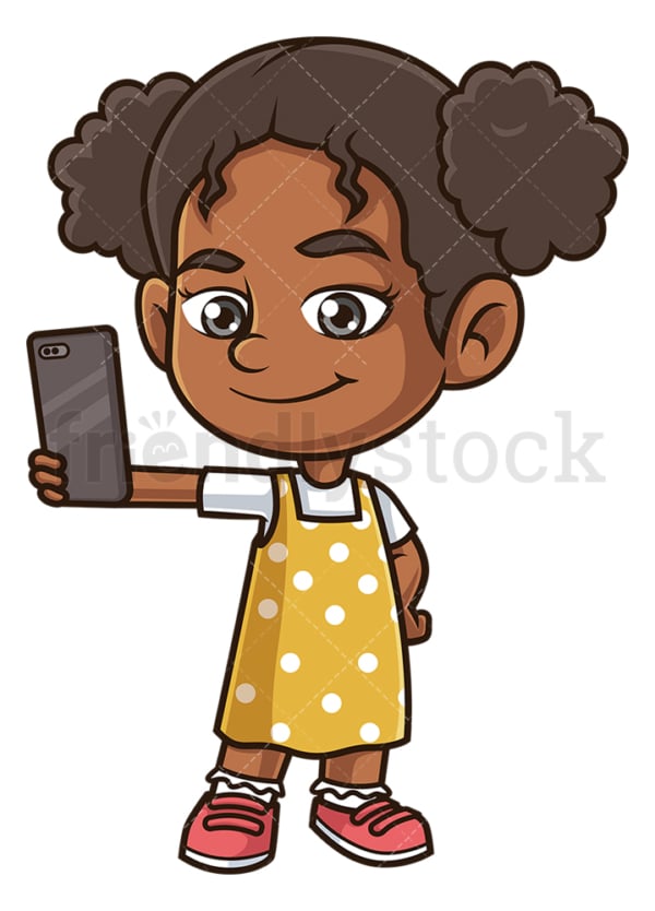Black girl taking selfie. PNG - JPG and vector EPS (infinitely scalable).