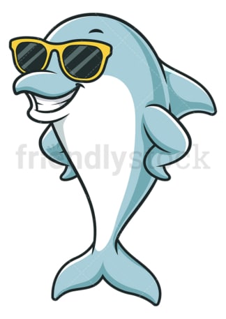Dolphin with sunglasses. PNG - JPG and vector EPS (infinitely scalable).