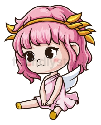 Sad female cupid. PNG - JPG and vector EPS (infinitely scalable).