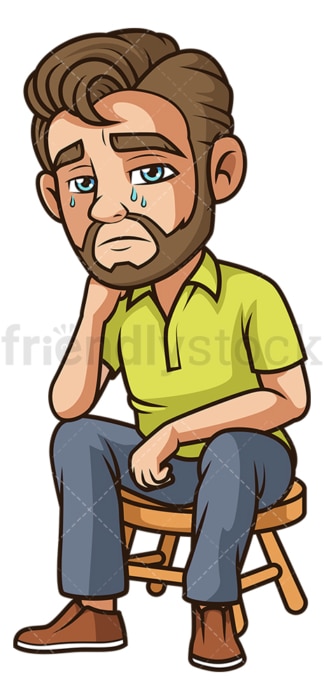 Sorrowful man crying. PNG - JPG and vector EPS (infinitely scalable).