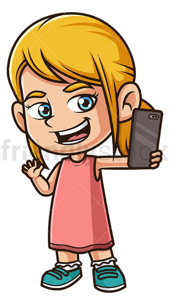 Caucasian Girl Taking Selfie Cartoon Clipart Vector Friendlystock