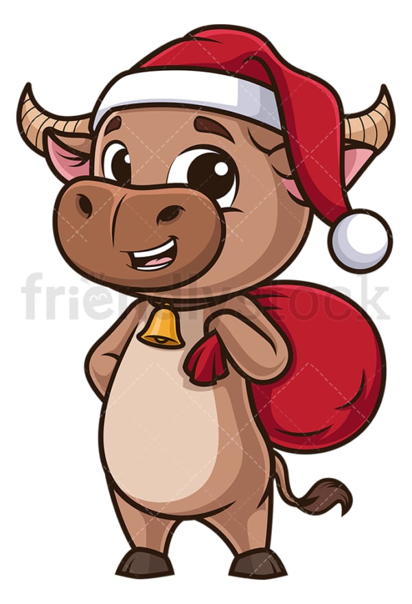 Ox dressed like santa. PNG - JPG and vector EPS (infinitely scalable).