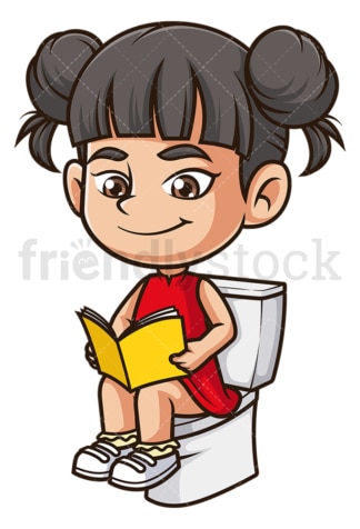Asian girl on toilet. PNG - JPG and vector EPS (infinitely scalable).