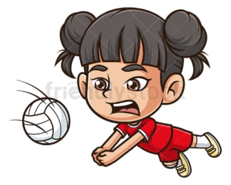 Asian girl playing volleyball. PNG - JPG and vector EPS (infinitely scalable).