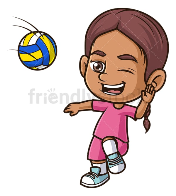 Hispanic girl playing volleyball. PNG - JPG and vector EPS (infinitely scalable).