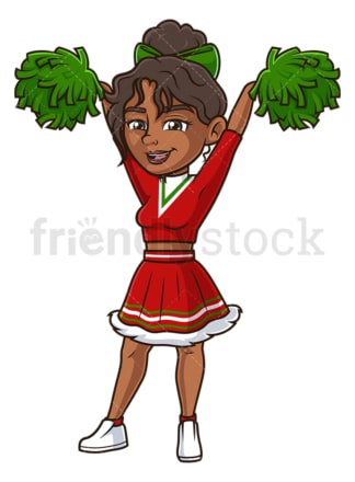 Friendly Black Cheerleader Cartoon Clipart Vector - FriendlyStock