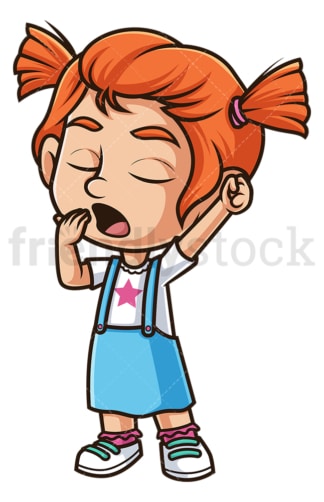 Exhausted girl yawning. PNG - JPG and vector EPS (infinitely scalable).