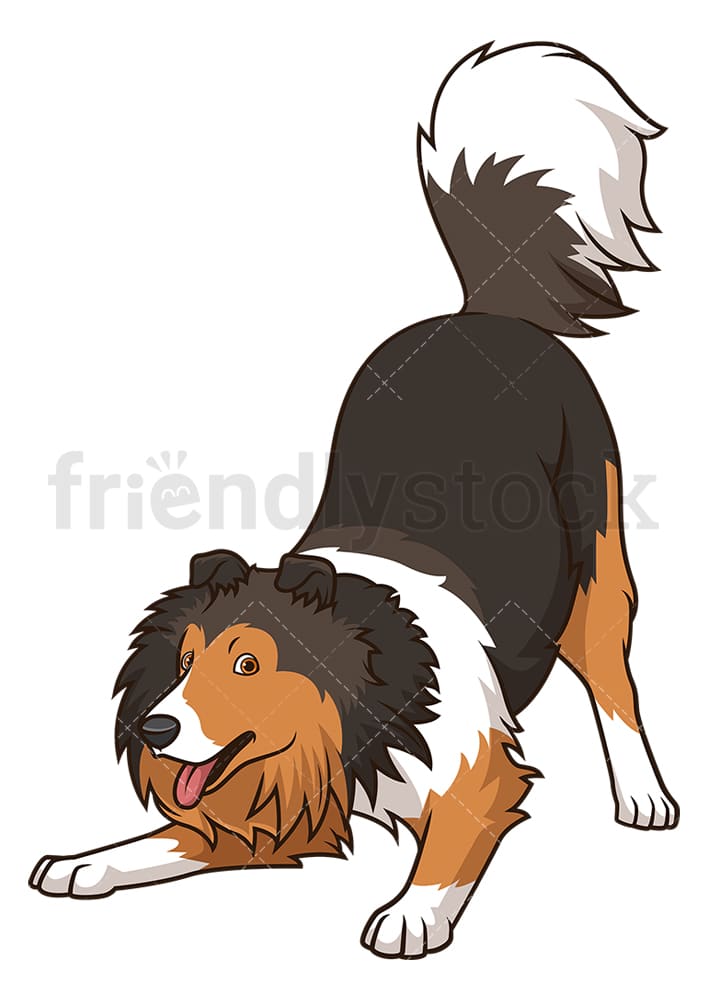 Cute Sheltie Puppy Cartoon Clipart Vector - FriendlyStock