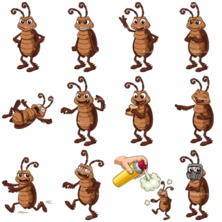 Cockroach cartoon mascot. PNG - JPG and vector EPS file formats (infinitely scalable). Images isolated on transparent background.