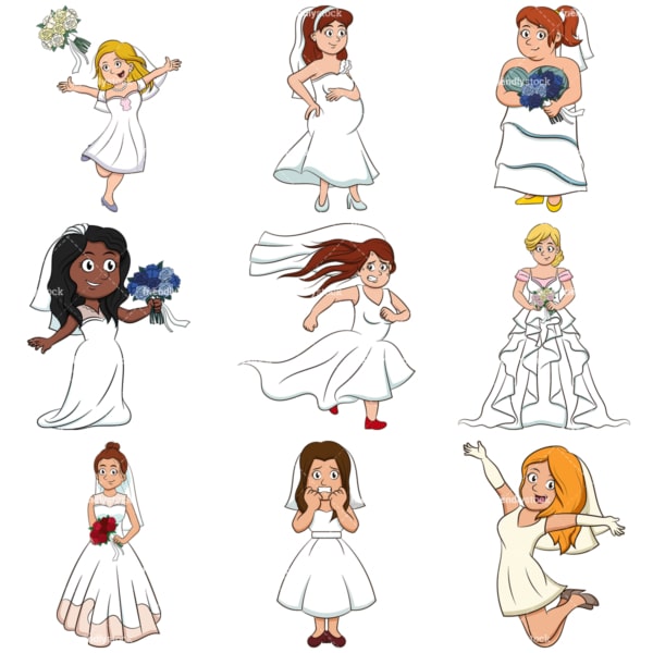 Cute brides. PNG - JPG and infinitely scalable vector EPS - on white or transparent background.