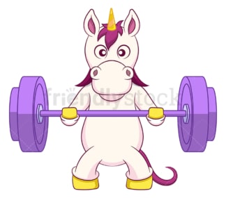 Unicorn lifting barbell. PNG - JPG and vector EPS (infinitely scalable).