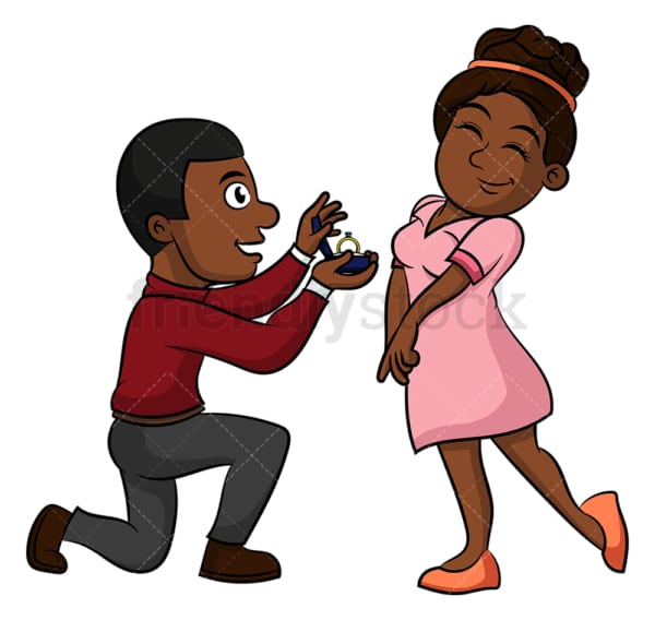 Black couple getting engaged. PNG - JPG and vector EPS (infinitely scalable).