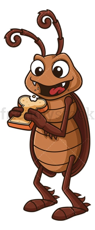 Cockroach eating bread. PNG - JPG and vector EPS file formats (infinitely scalable). Image isolated on transparent background.