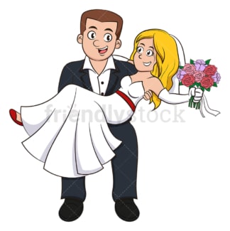 Groom holding bride in arms. PNG - JPG and vector EPS (infinitely scalable).