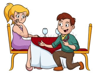 Man proposing during dinner. PNG - JPG and vector EPS (infinitely scalable).