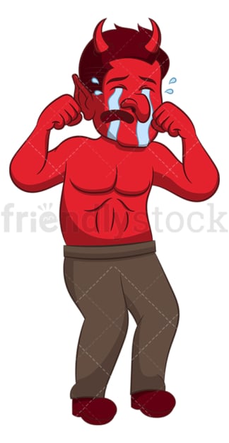 Red demon crying. PNG - JPG and vector EPS (infinitely scalable).