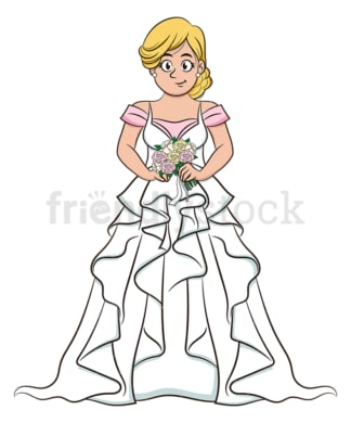 Blonde bride holding bouquet. PNG - JPG and vector EPS (infinitely scalable).