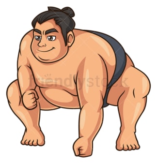 Sumo wrestler defending. PNG - JPG and vector EPS (infinitely scalable).