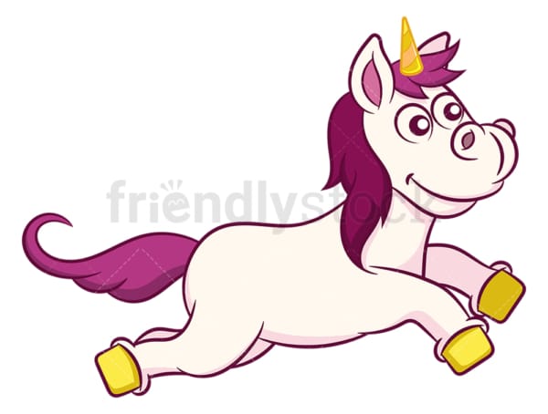 Unicorn Jumping Cartoon Clipart Vector - FriendlyStock