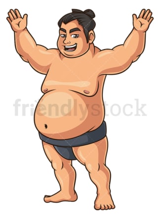 Sumo wrestler cheering. PNG - JPG and vector EPS (infinitely scalable).