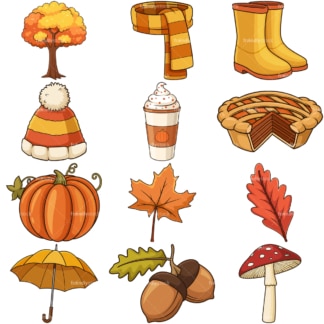 Autumn items. PNG - JPG and vector EPS file formats (infinitely scalable). Images isolated on transparent background.