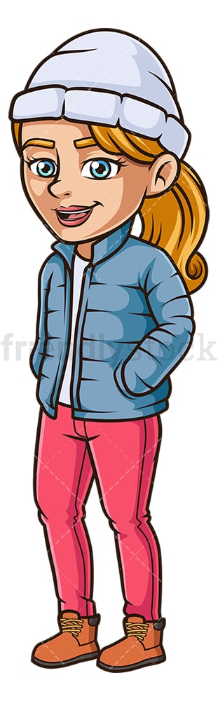Caucasian woman wearing winter clothes. PNG - JPG and vector EPS (infinitely scalable).