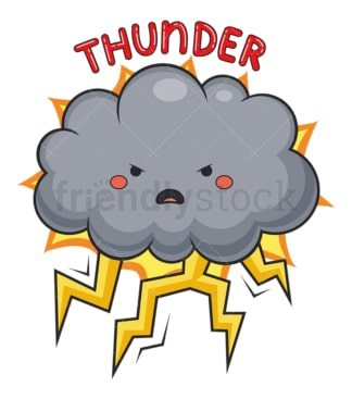 Weather emoji thunder. PNG - JPG and vector EPS file formats (infinitely scalable). Image isolated on transparent background.