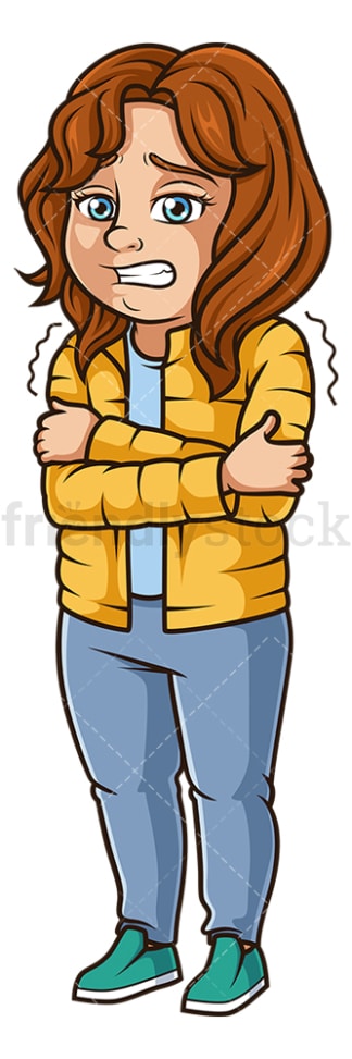 Woman shivering cold. PNG - JPG and vector EPS (infinitely scalable).