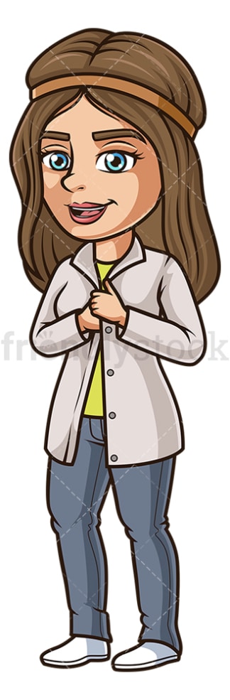 Woman wearing french coat. PNG - JPG and vector EPS (infinitely scalable).