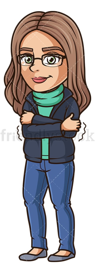 Young girl shivering. PNG - JPG and vector EPS (infinitely scalable).