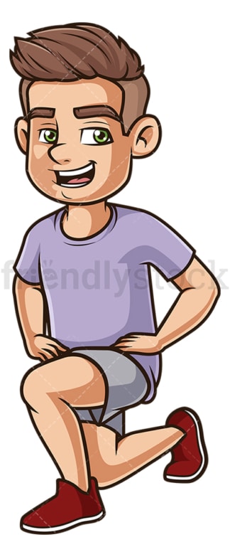 Young guy doing lunges. PNG - JPG and vector EPS (infinitely scalable).