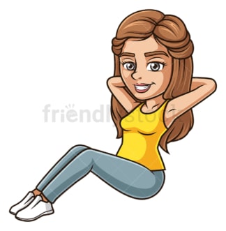 Young woman doing crunches. PNG - JPG and vector EPS (infinitely scalable).