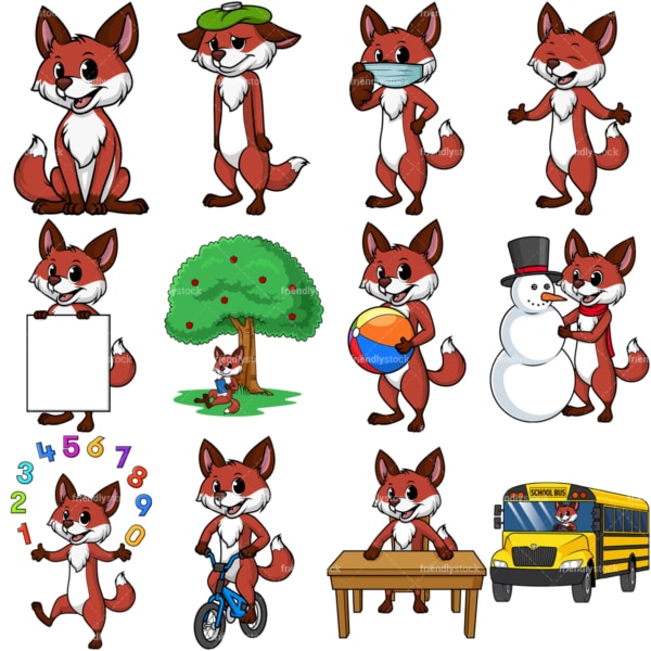 Fox mascot collection 4. PNG - JPG and vector EPS file formats (infinitely scalable). Images isolated on transparent background.