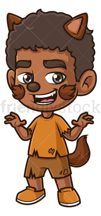 Black boy werewolf costume. PNG - JPG and vector EPS (infinitely scalable).