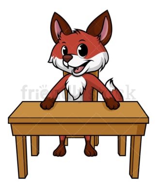 Fox student desk. PNG - JPG and vector EPS file formats (infinitely scalable). Image isolated on transparent background.