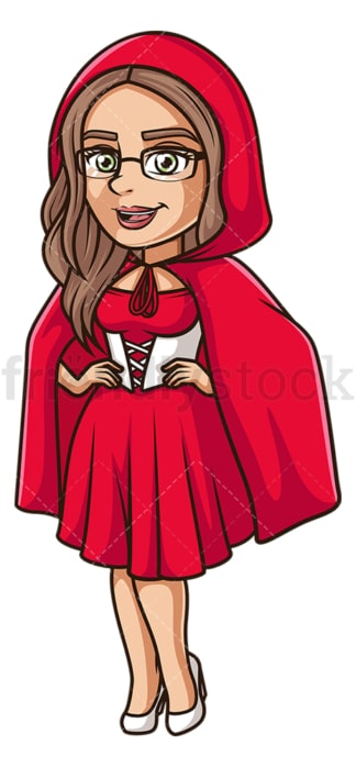 Woman little red riding hood costume. PNG - JPG and vector EPS (infinitely scalable).