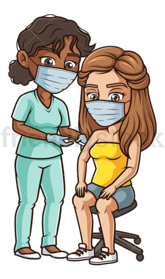 Woman during coronavirus vaccination. PNG - JPG and vector EPS (infinitely scalable).