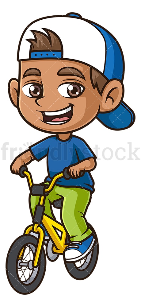 Hispanic boy riding bike. PNG - JPG and vector EPS (infinitely scalable).