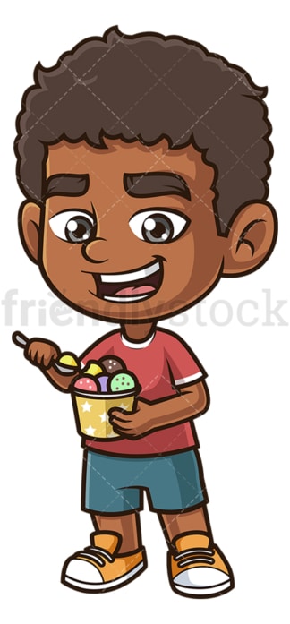 Black boy eating ice cream. PNG - JPG and vector EPS (infinitely scalable).