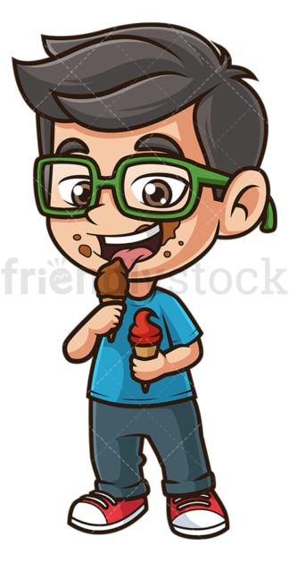 Kid eating ice cream. PNG - JPG and vector EPS (infinitely scalable).