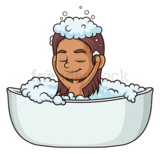 Hispanic girl taking a bath. PNG - JPG and vector EPS (infinitely scalable).