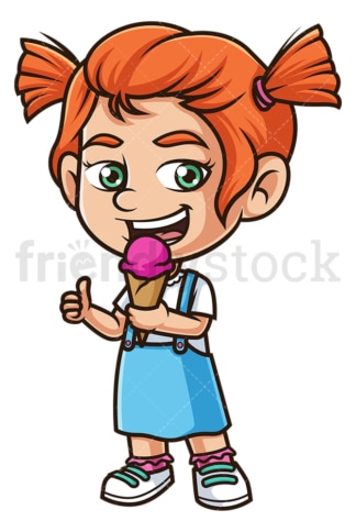 Ginger girl eating ice cream. PNG - JPG and vector EPS (infinitely scalable).
