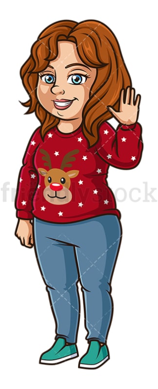 Chubby girl ugly christmas sweater. PNG - JPG and vector EPS (infinitely scalable).