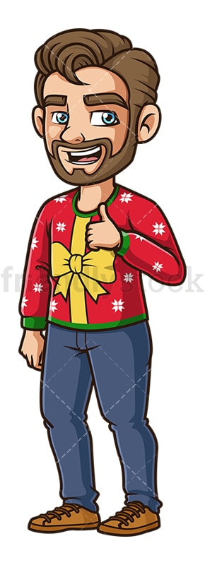 Dude wearing ugly christmas sweater. PNG - JPG and vector EPS (infinitely scalable).