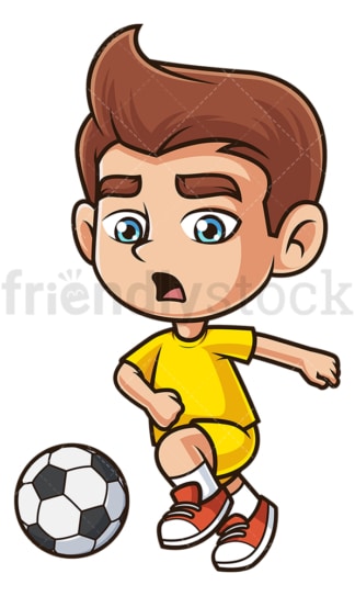 Caucasian boy playing soccer. PNG - JPG and vector EPS (infinitely scalable).