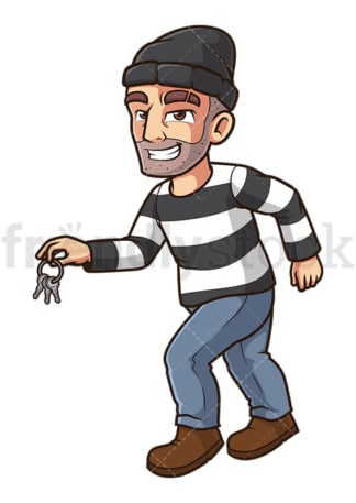 Burglar holding keys. PNG - JPG and vector EPS (infinitely scalable).