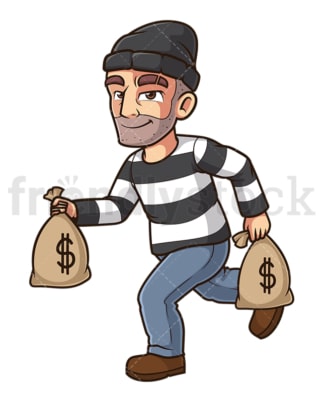 Thief with money bags. PNG - JPG and vector EPS (infinitely scalable).
