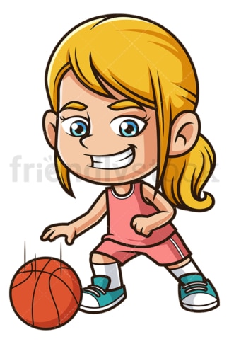 Caucasian girl playing basketball. PNG - JPG and vector EPS (infinitely scalable).